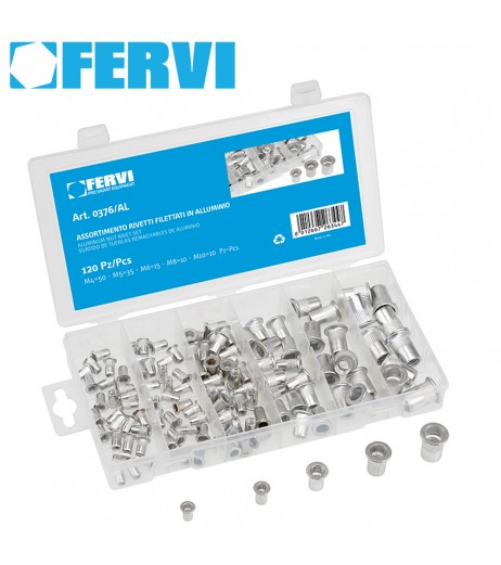 Σετ πριτσινια 100τεμ με σπείρωμα Μ10 FERVI 0376/AL