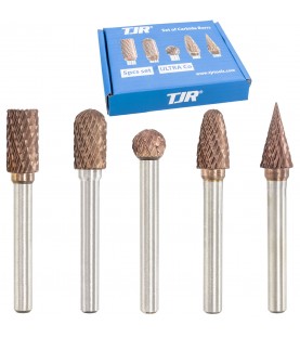 10mm 5pcs ULTRA Co Carbide Burrs Set with 6mm shank 
