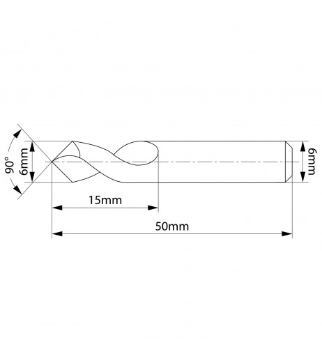 6mm Κεντραδώρος καρβίδιου 90° με επικάλυψη TiSiN TJR 12900601500