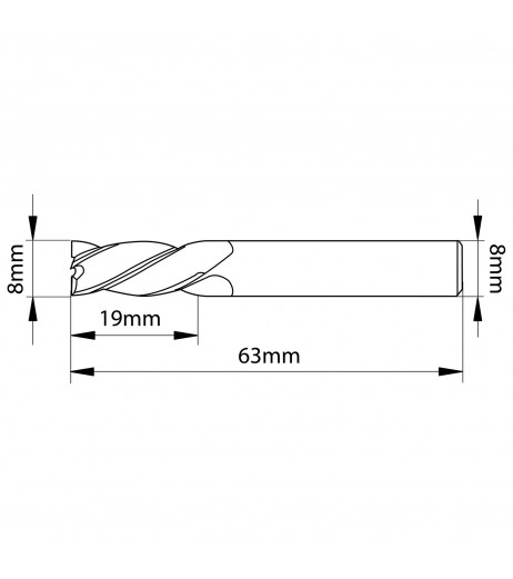8mm 4πτερο Κονδύλι καρβιδίου με επικάλυψη TiAIN - Speed Cut SARA 2541250080