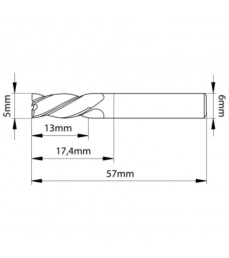 5mm 4πτερο Κονδύλι καρβιδίου με επικάλυψη TiAIN - High Feed TJR 330050000