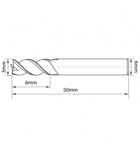 3mm 3πτερο Κονδύλι καρβιδίου για αλουμίνιο TJR 450030000