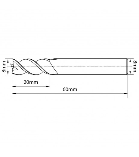 8mm 3πτερο Κονδύλι καρβιδίου για αλουμίνιο TJR 450080000