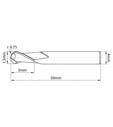 1,5mm Ball nose κονδύλι καρβίδιου με επικάλυψη ALTiSiN TJR 618015000
