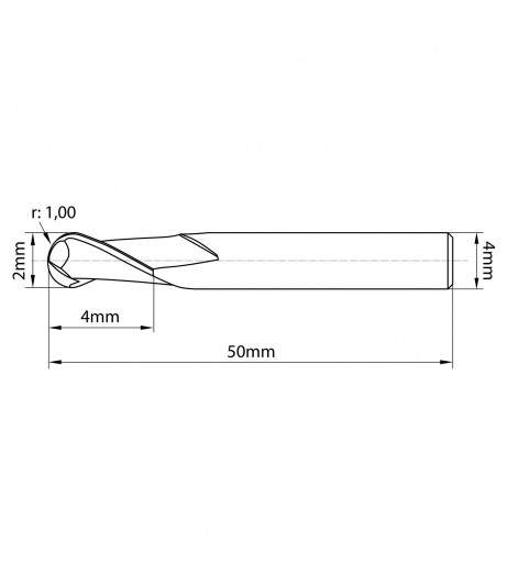 2mm Ball nose κονδύλι καρβίδιου με επικάλυψη ALTiSiN TJR 618020000