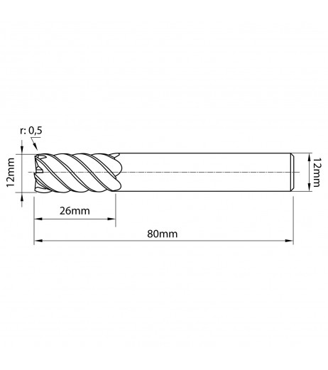 12mm 6πτερο Κονδύλι καρβιδίου με ράδιο 0,5mm και επικάλυψη R-PRO TJR 66151226R05