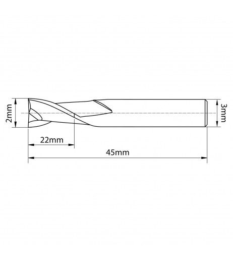 2x22mm 2πτερο Κονδύλι καρβιδίου για αλουμίνιο - Μακρύ TJR1A-FG2-02022-3