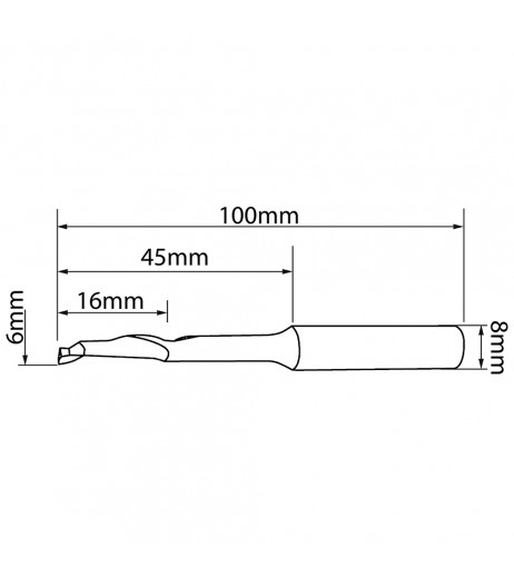 6x16x45x100mm Κονδύλι κοβαλτίου με στέλεχος 8mm