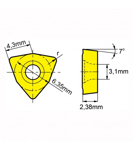 WCMX040208 PL6280 Πλακίδιο καρβίδιου για ταχυτύπανα TJR